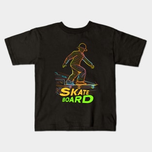 Skateboard Art Design all day skate Kids T-Shirt